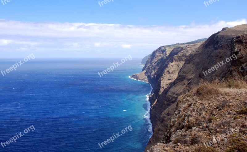 Ocean Water Rocks Cliff Madera