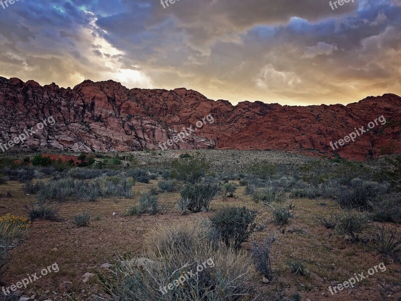 Sunset Colorful Mountains Red Rock