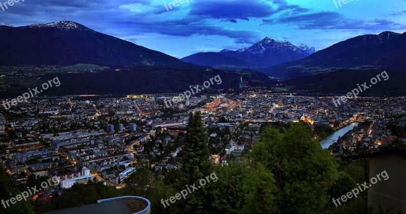 City Innsbruck Night Photograph Abendstimmung Free Photos