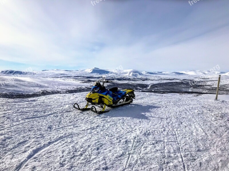 Scooter Mountain Nature Swedish Mountains Snow