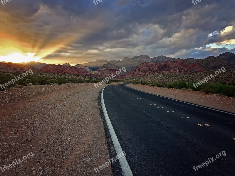 Road Desert Las Vegas Red Rock Red Rock Canyon