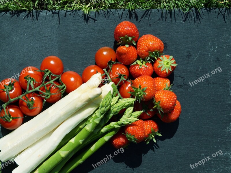 Vegetables Asparagus Tomato Strawberry Vitamins