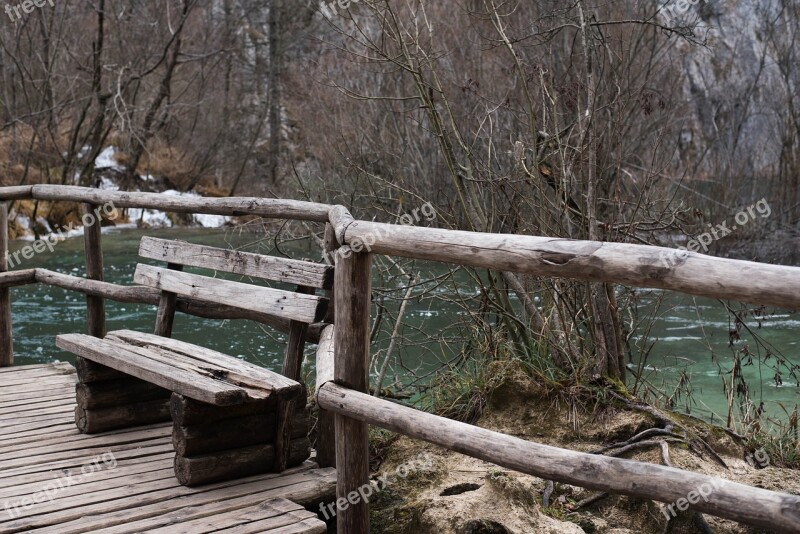 Wood Bench Wooden Outdoor Nature