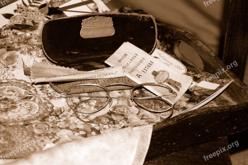 Eyeglasses Vintage Old Sepia Victorian