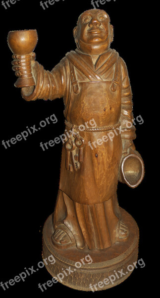 Monk Jug Wine Wine Glass Holzfigur Sculpture