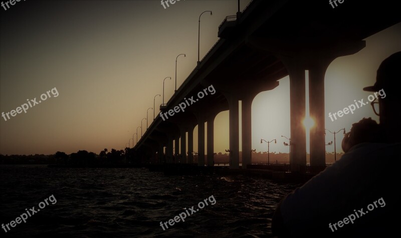 Bridge Sunset Lonely Solitary Sunlight