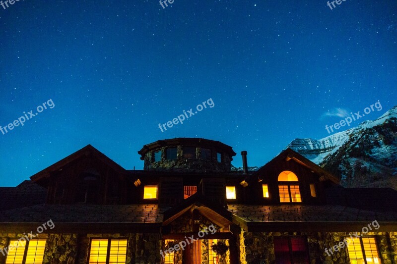 Cabin Stars Night Clouds Free Photos