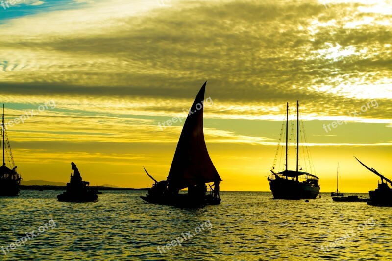 Sunset Fortress Ceara Brazil Rafts