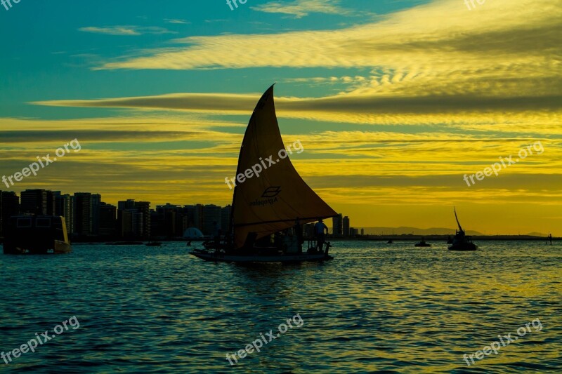 Sunset Fortress Ceara Brazil Rafts