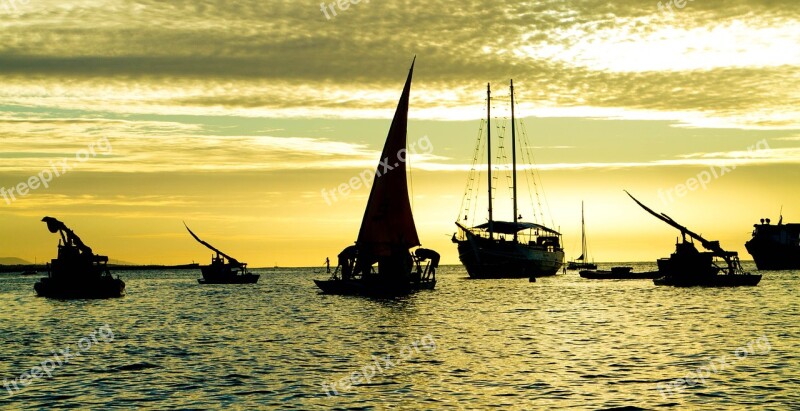 Sunset Fortress Ceara Brazil Rafts