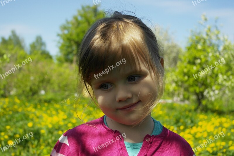 Girl Field Summer Baby Smiling Girl