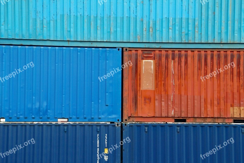 Containers Colors Orange Blue Background