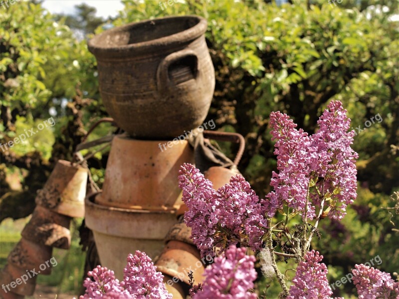 Lilac Garden Flower Pot Sculpture Free Photos