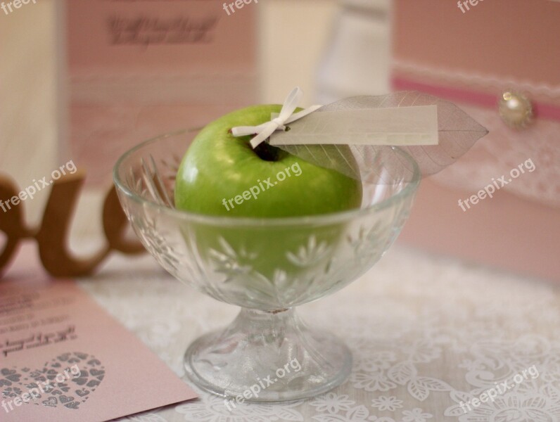 Apple Wedding Favour Label Green And Pink Card