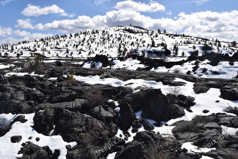 Snow Snowy Snow-capped Mountain Trees