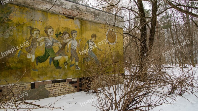 Children Mural Painting Playing Kindergarten