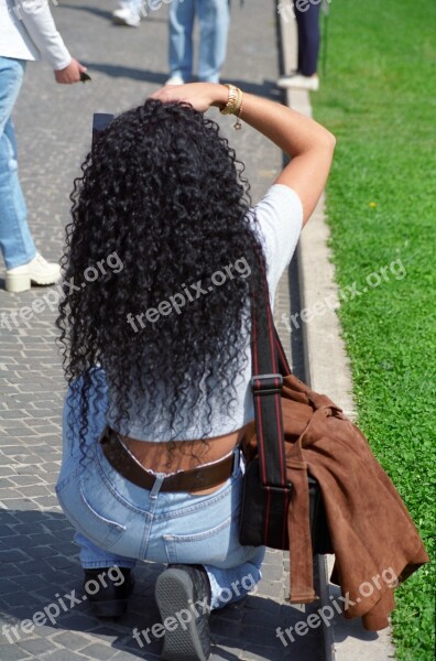 Girl Woman Long Hair Roma Italy 1995