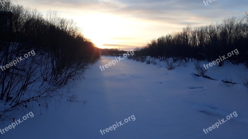 River Sunset Winters Free Photos