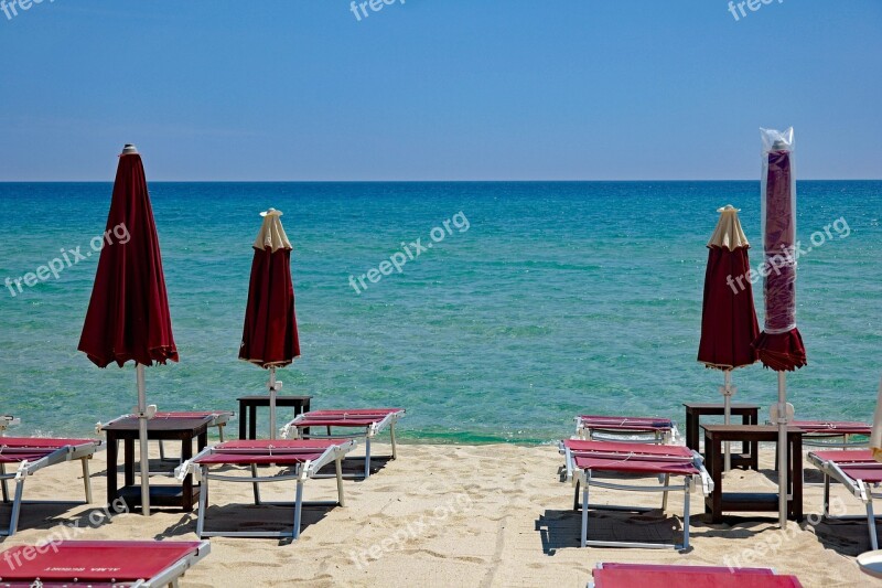 Beach Sea Parasol Sun Lounger Sun Loungers