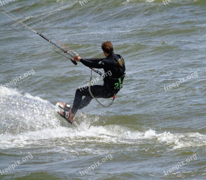 Kite Surfer Surf Water Ocean