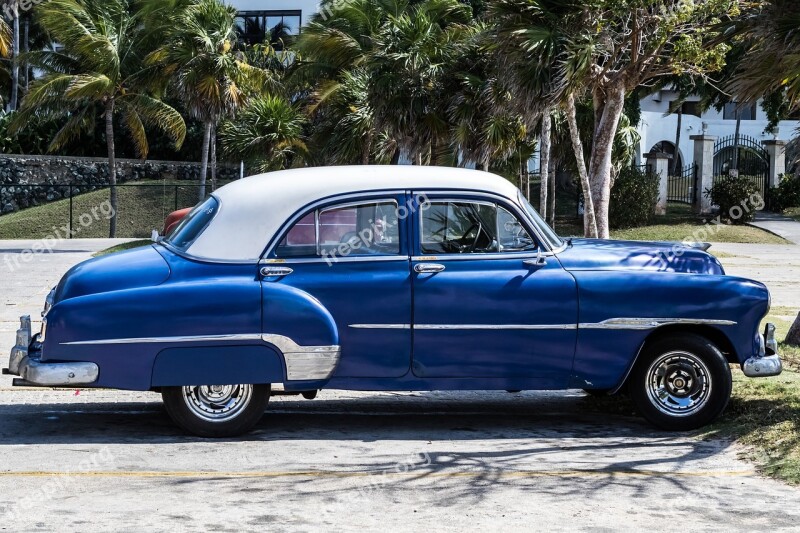 Cuba Havana Almendron Taxi Blue And White