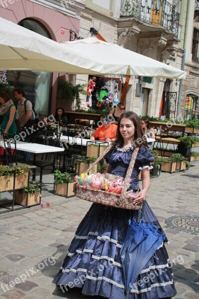 Girl Saleswoman Ukraine Lviv City Centre