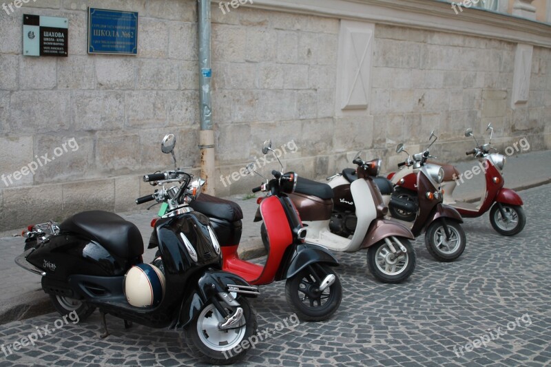 Mopeds Motorcycles Bike Street Ukraine