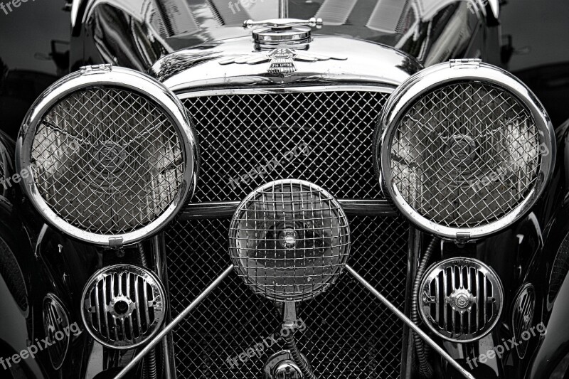 Jaguar Car Classic Vintage Headlights