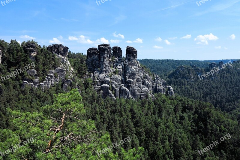 Elbe Sandstone Mountains Germany Tourist Attractions Landscape Saxony