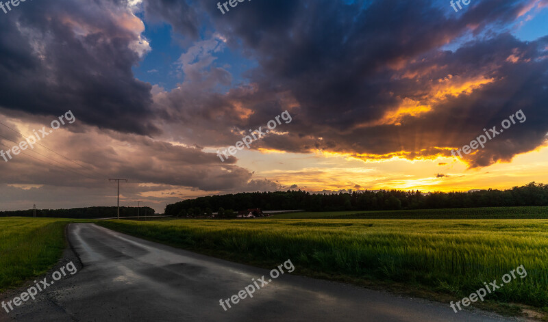 Sunset Evening Sky Nature Cloudy Dramatic Clouds