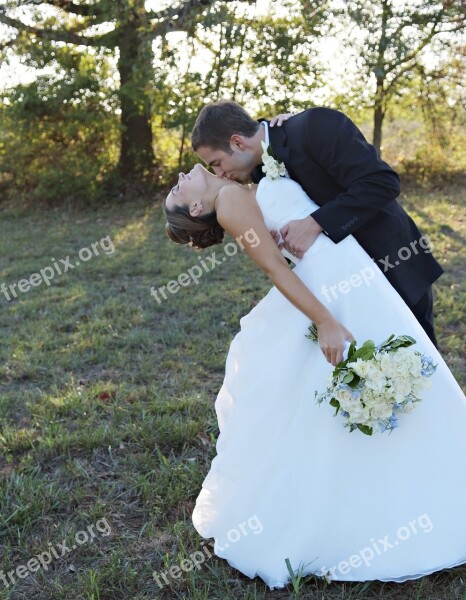 Bride And Groom Love Just Married Kissing Couple