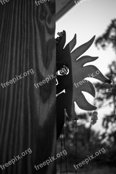 Sun Black And White Wind Chime Grayscale Creepy