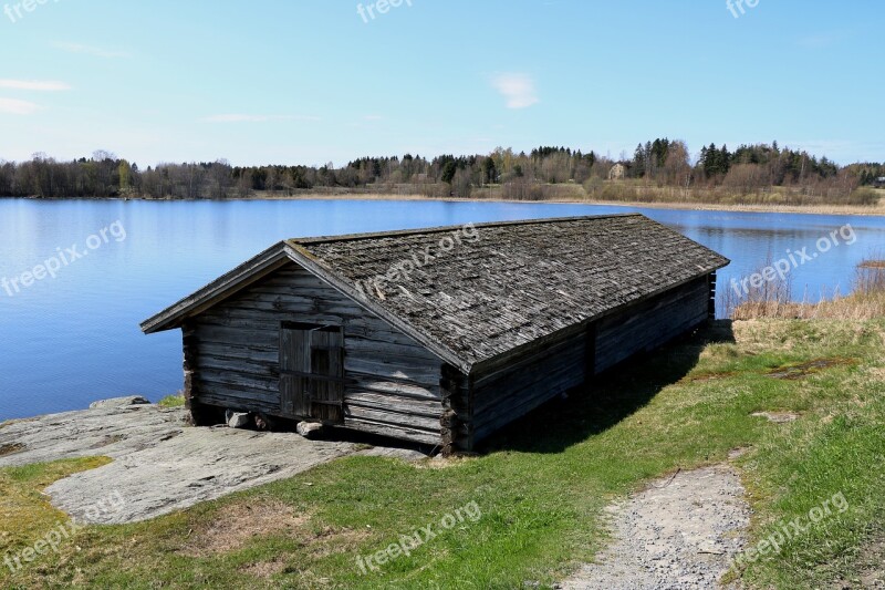 Old Vevevaja The Church Boat Shed Lake Finnish Sastamala