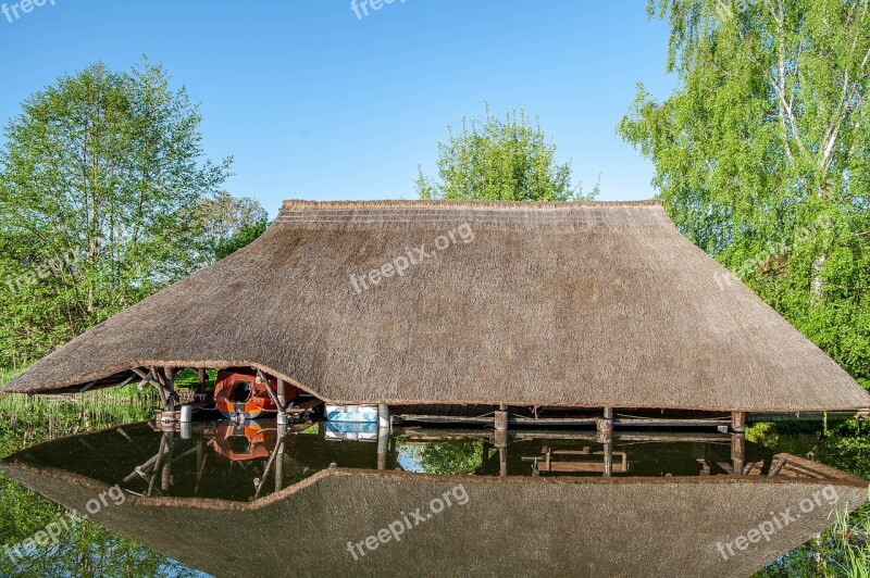 Water Reflection Reed Water Boat House Free Photos