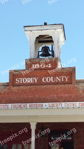 Wild West Storey County Bell Bell Brick Building Old West Town