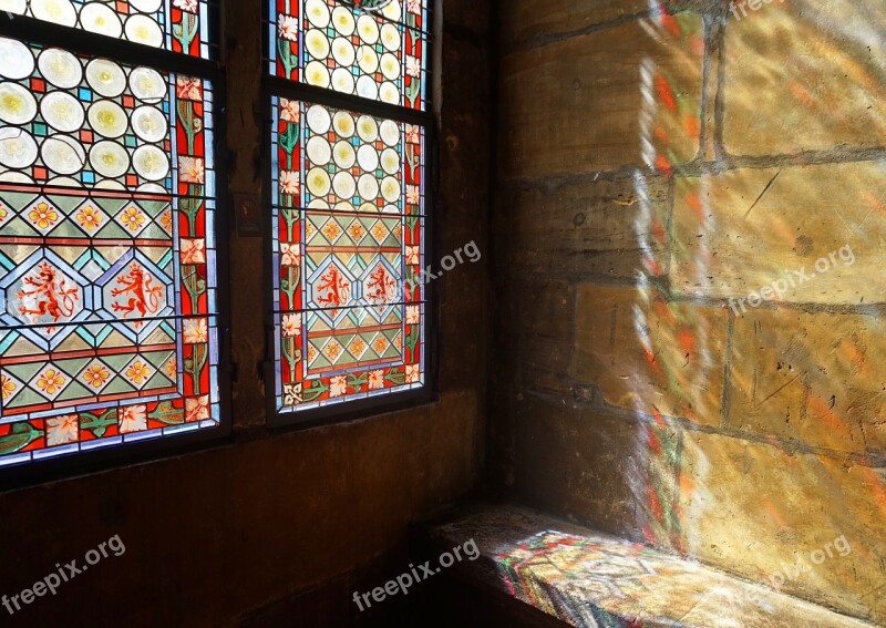 Stained Glass Window Prague Czechia Tower Building