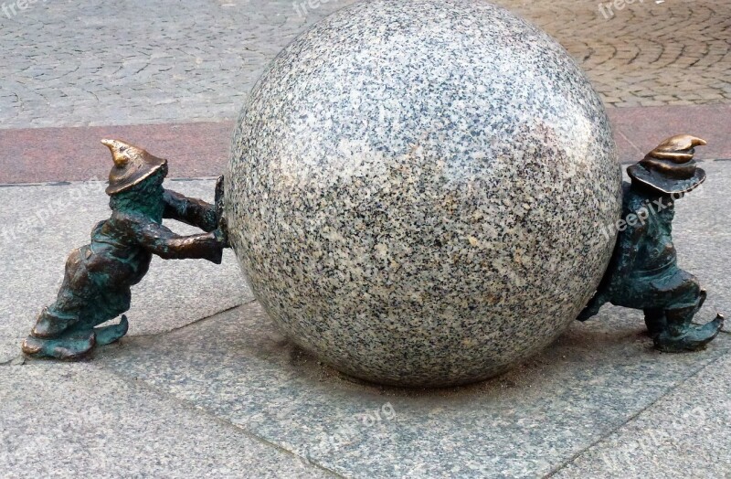 Wroclaw Poland Gnome Statue Bronze