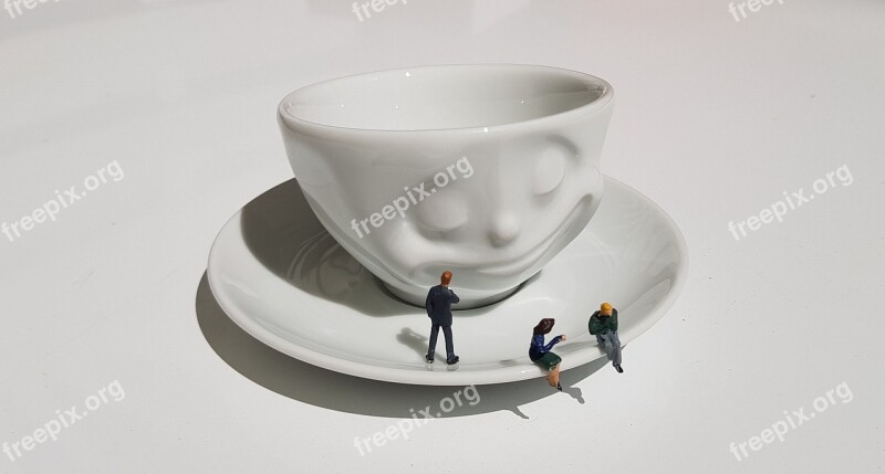 Espresso Cup Miniature Figures White Coffee Break