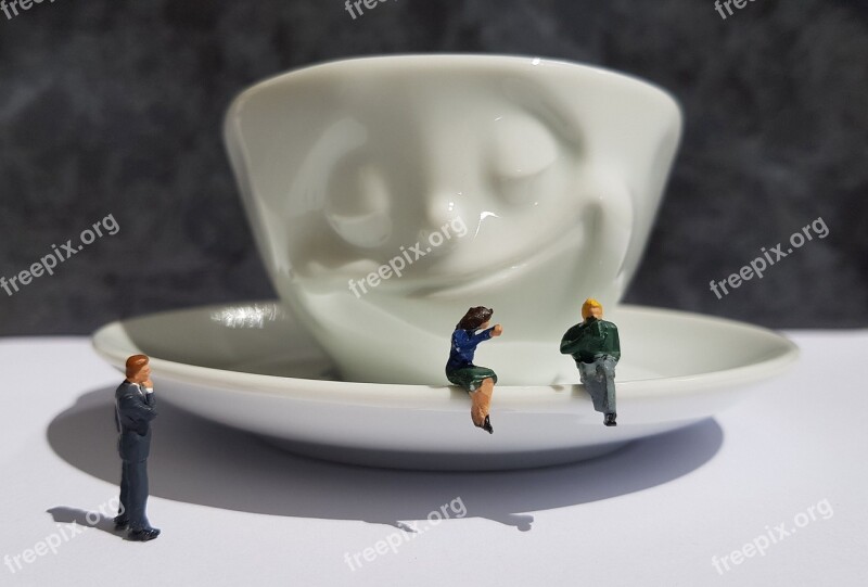 Espresso Cup Miniature Figures White Coffee Break