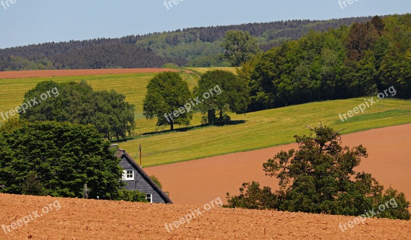 Landscape Trees Meadow Fields Arable