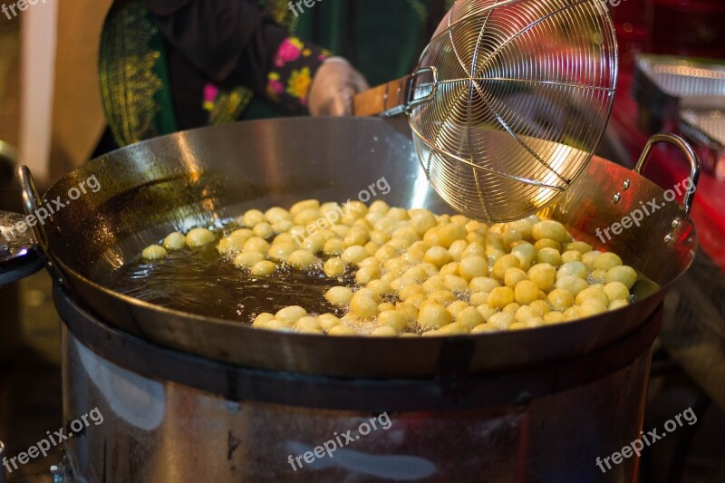 Dough Fry Balls Dumplings Food