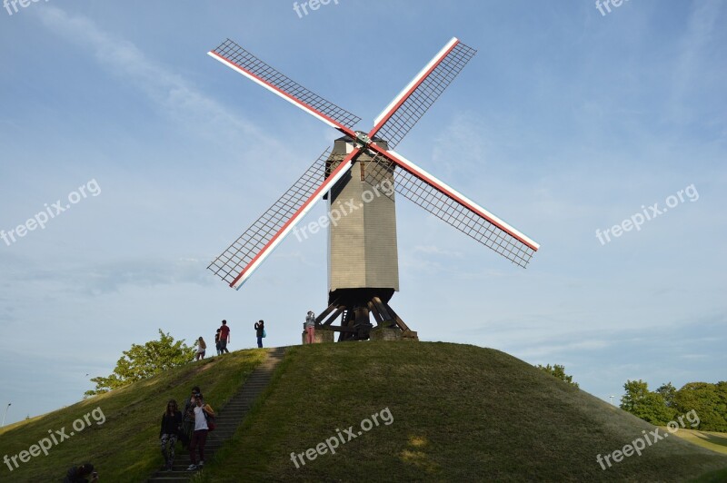 Mill Belgium Bruges Landscape Tourism