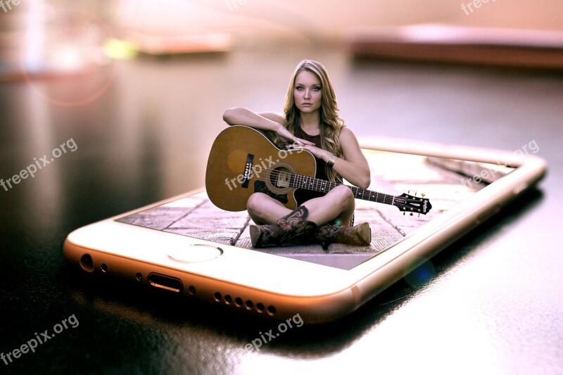 Pop Out Mobile Phone Guitar Woman