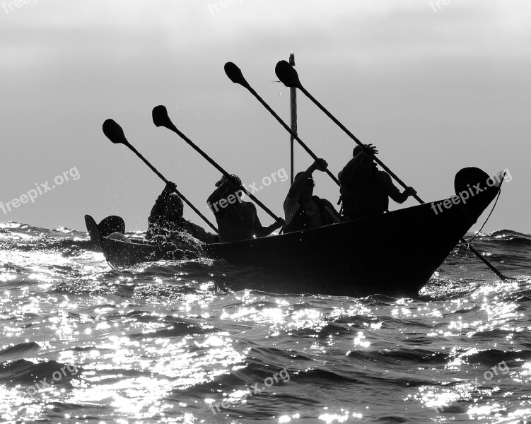 Canoe Ocean Water Pacific Silhouette