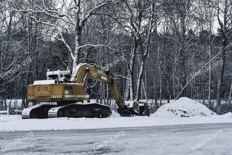 Winter Yellow Roadworks Break Time Machinery