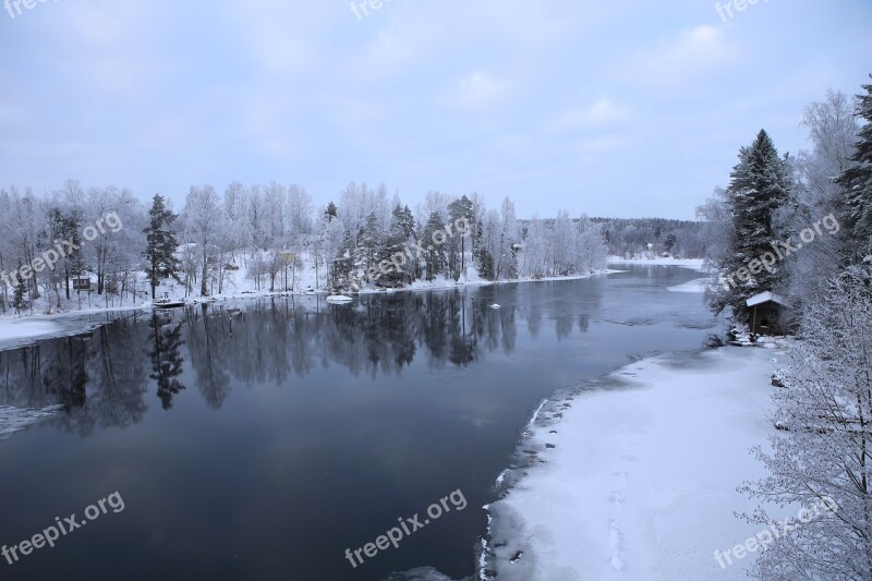 Winter River Snow Landscape Finnish