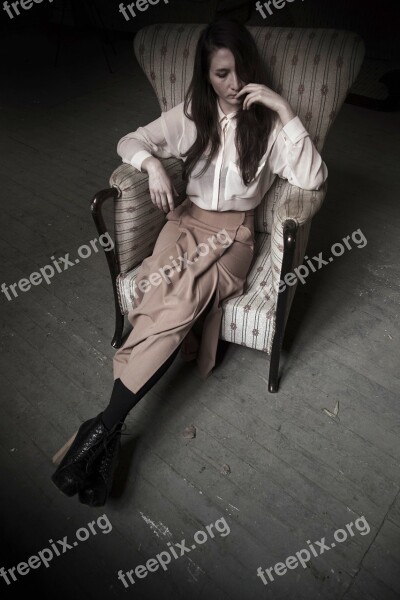 Woman Armchair Portrait Sadness Free Photos