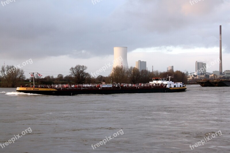 Duisburg Rhine Ruhr Area Inland Waterway Transport Twilight