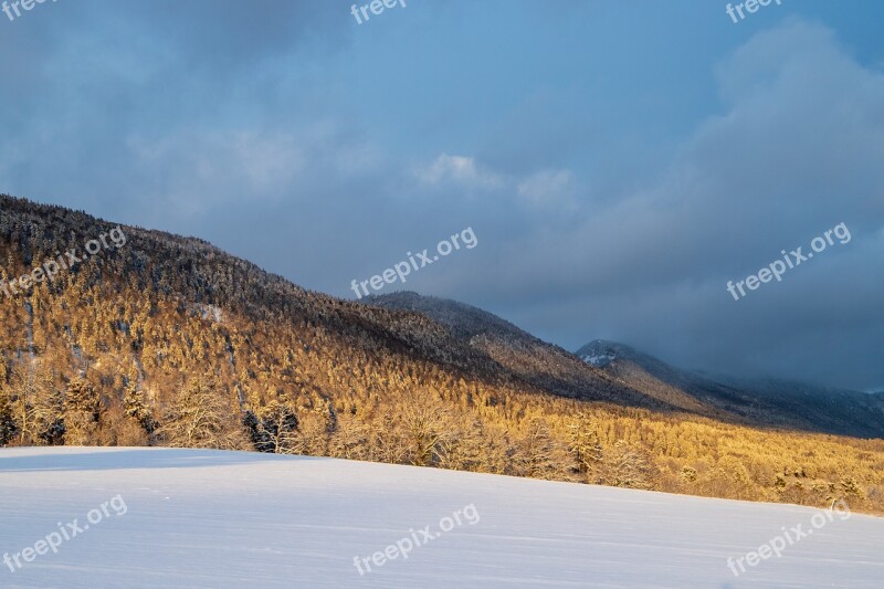 Wintry Hill Jura Clouds Mood