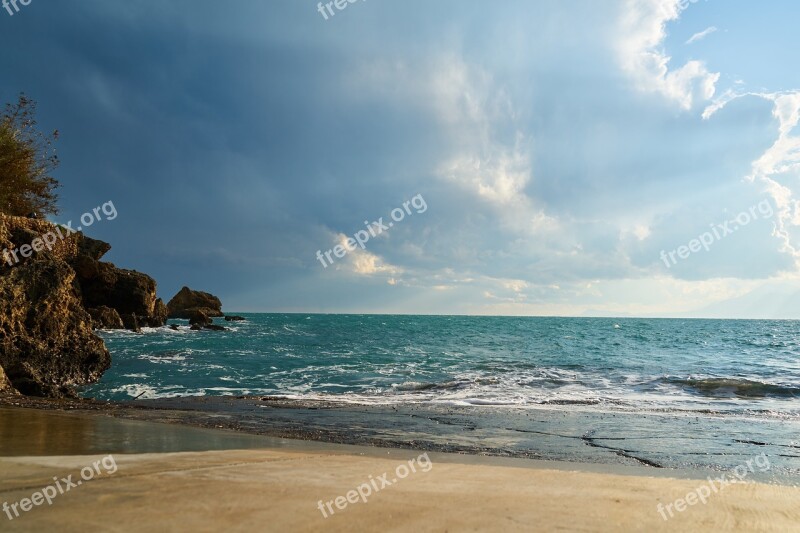 Rocks Landscape Clouds Marine Background